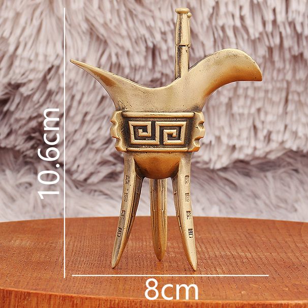 Brass Antique Three-Legged Cup Craft Ornament Ritual Goblet Wine Bottle Ancient Drama Prop Father Xin Jue_maomaolike.com
