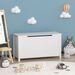 Kids Wooden Toy Box Storage With Safety Hinged Lid For Ages 2+ (White)_maomaolike.com