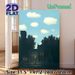 Village Landscape Painting Poster, Serene Retro Village Scene With Glowing Lamp Poster, Tranquil Calming Decor Ideal For Living Room, Bedroom And_maomaolike.com