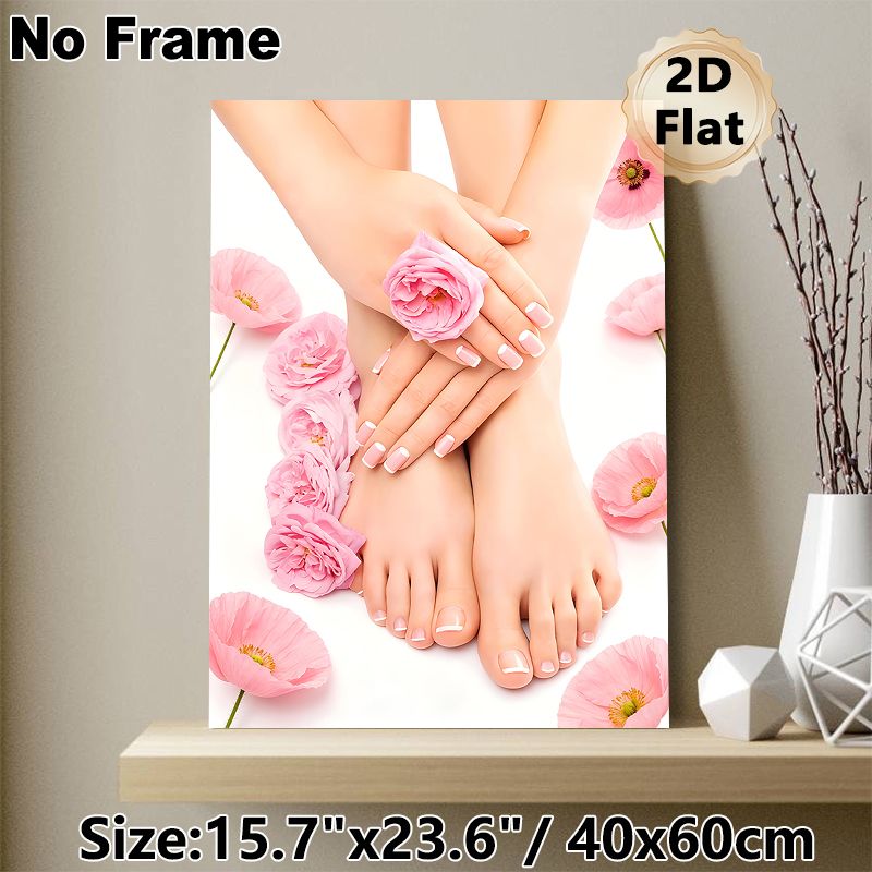 Manicure & Pedicure Themed Painting Poster, Soft-toned Elegant Beauty Scene Poster, Brings Gentle Relaxing Ambiance, Perfect For Beauty Salon, Spa_maomaolike.com
