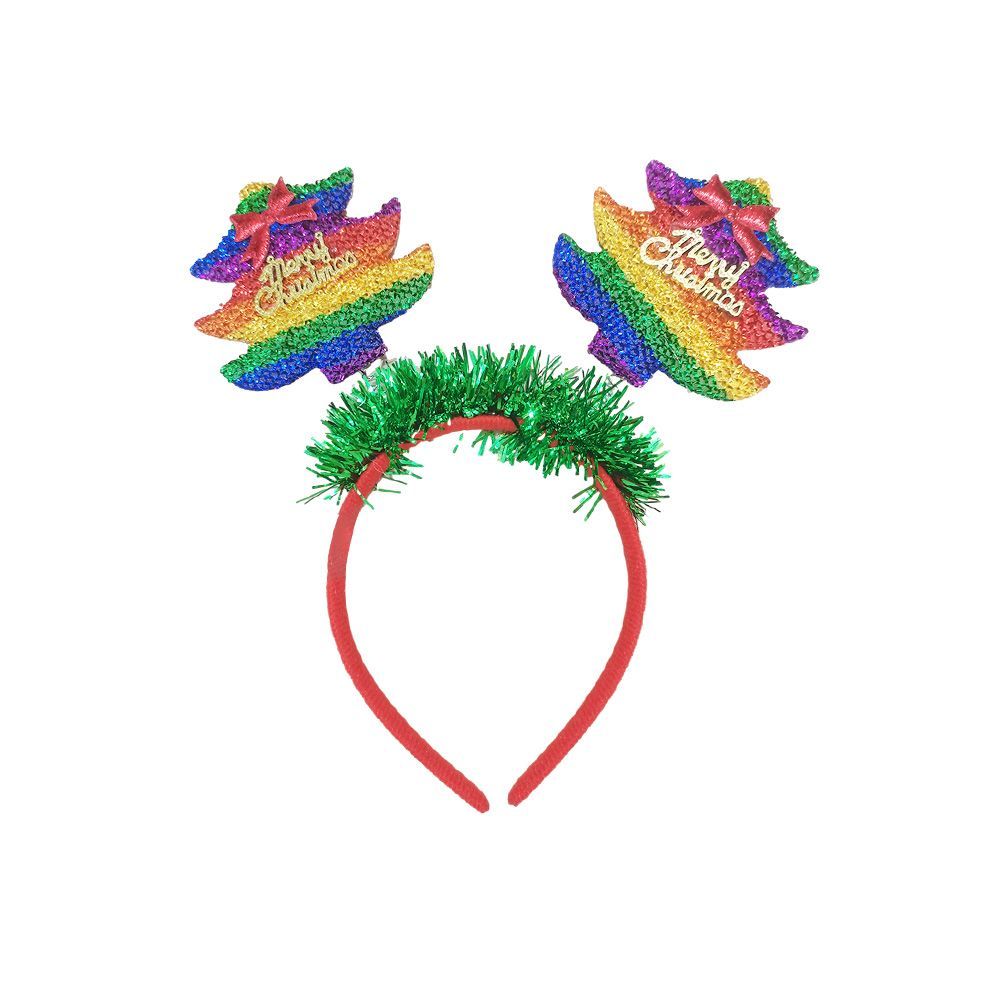 Merry Christmas Headband With Red Green Tinsel,Glitter Christmas Reindeer Antler Headband Funny Xmas Headwear For Christmas Eve Party Birthday Carnival Party Props Decoration12 Pcs_maomaolike.com