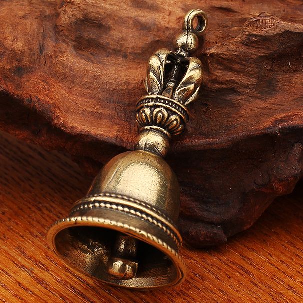 Brass Demon-Subduing Pestle Bell Copper Magical Tool Vintage Handmade Woven Rope Keychain Bag Pendant Street Stall Small Item_maomaolike.com