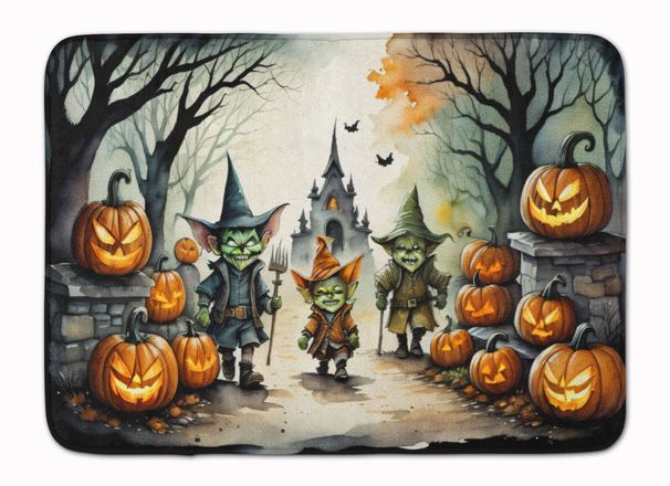 Goblins Spooky Halloween Memory Foam Kitchen Mat Machine Washable Anti-Fatigue Mat Cushion Comfort Bath Mat Or Kitchen Rug_maomaolike.com