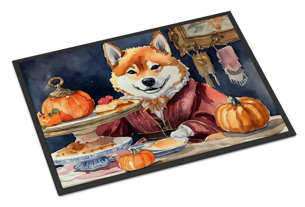 Shiba Inu Fall Kitchen Pumpkins Doormat Front Door Mat Indoor Outdoor Rugs For Entryway, Non Slip Washable Low Pile, 24H X 36W_maomaolike.com