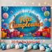 Spanish Happy Birthday Party Banner - Feliz Cumpleaños Design, 2D Flat Polyester Backdrop With Balloons, Gifts, Photo Props, Party Decor_maomaolike.com
