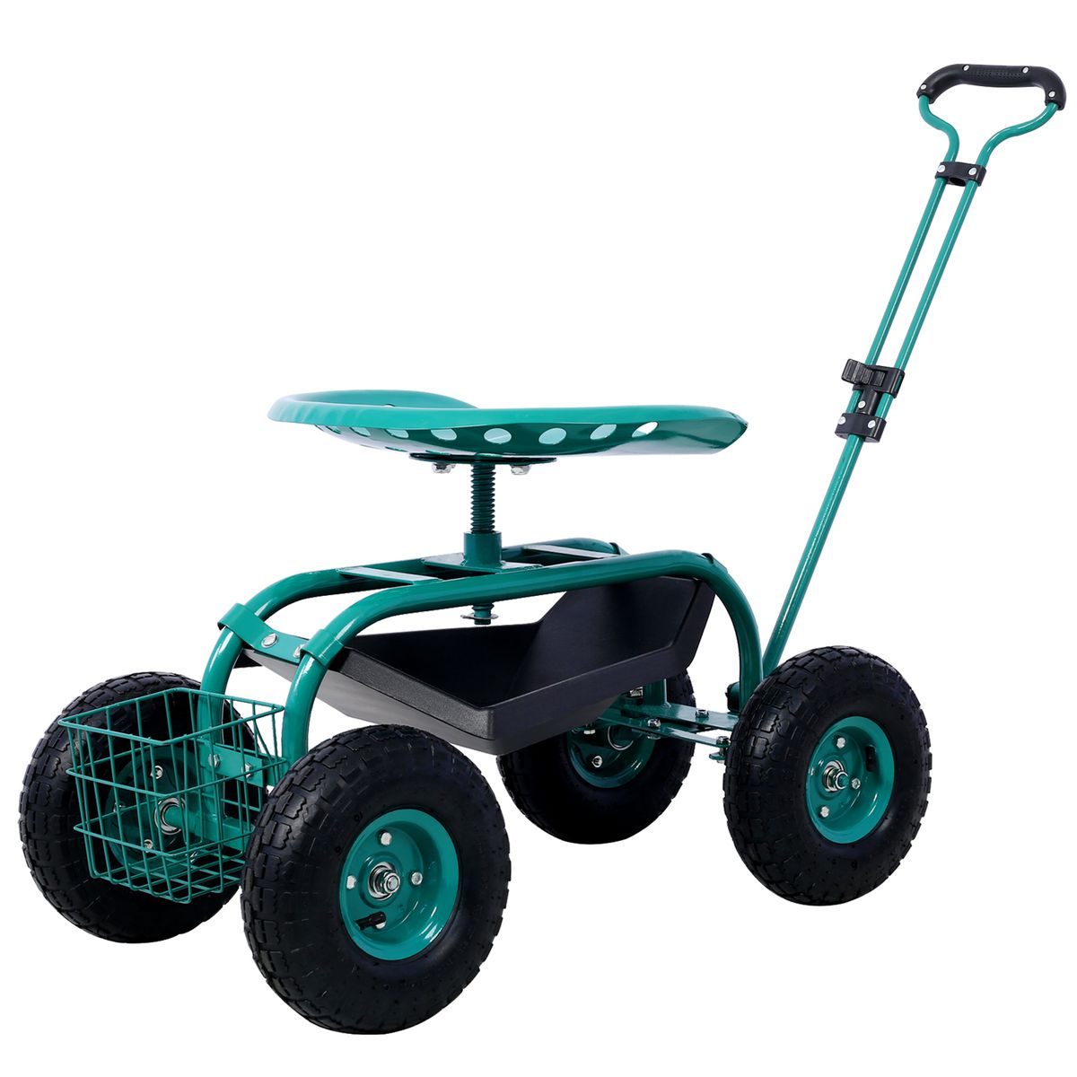 Rolling Garden Scooter Garden Cart Seat With Wheels And Tool Tray, 360 Swivel Seat,Green--refurbished_maomaolike.com