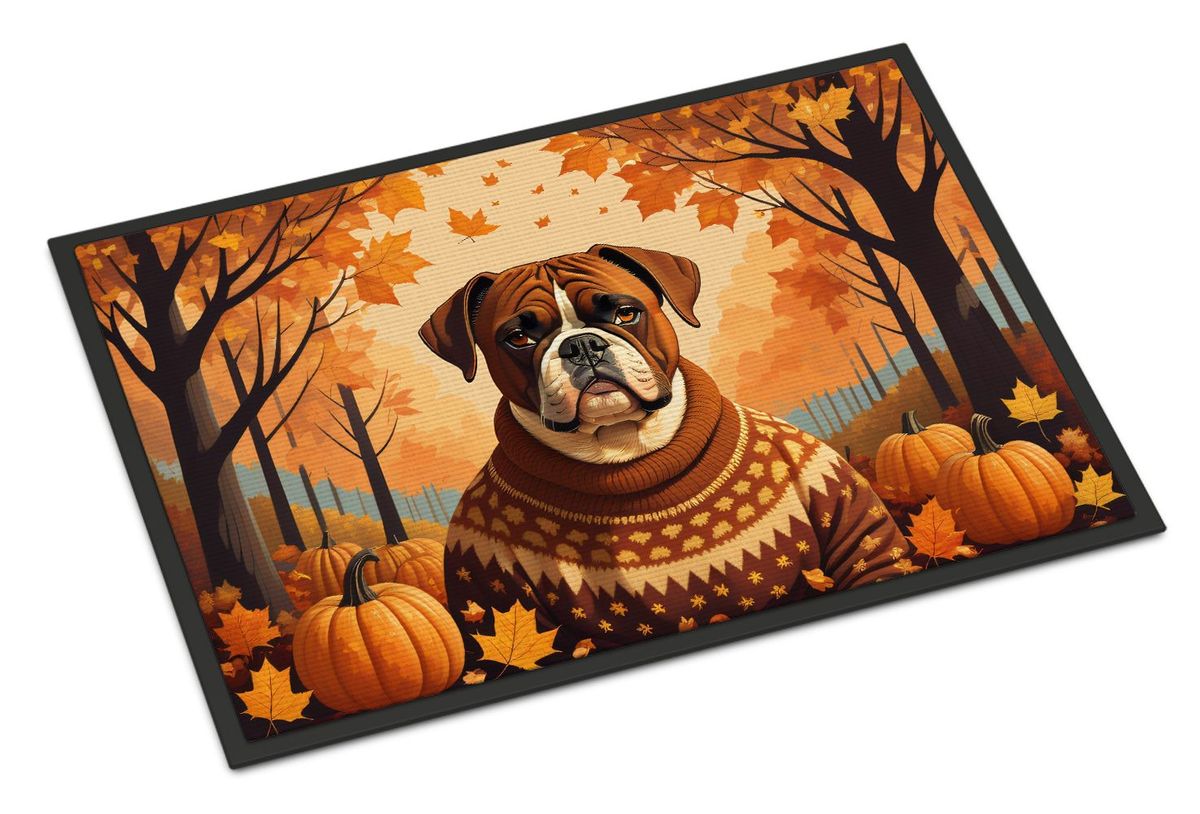 Boxer Fall Doormat Front Door Mat Indoor Outdoor Rugs For Entryway, Non Slip Washable Low Pile, 24H X 36W_maomaolike.com