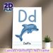 Letter D Dolphin Painting Poster, Soft Watercolor Style Dolphin & Letter Dd Poster, Facilitates Alphabet Learning, Ideal For Study Spaces_maomaolike.com