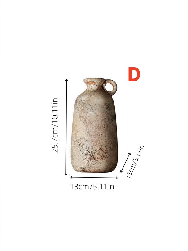 1pc Mid-Century Style Design Classical Ceramic Vase Thin Bottle Mouth With Handle Holding Water Vase For Central Asian Style Design Decorative Vase_maomaolike.com