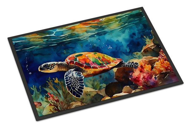 Loggerhead Sea Turtle Doormat Front Door Mat Indoor Outdoor Rugs For Entryway, Non Slip Washable Low Pile, 24H X 36W_maomaolike.com
