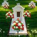 Artificial Cemetery Flowers - Outdoor Funeral Rose Bouquet, Long-Lasting Artificial Memorial Wreath, No Batteries Required_maomaolike.com