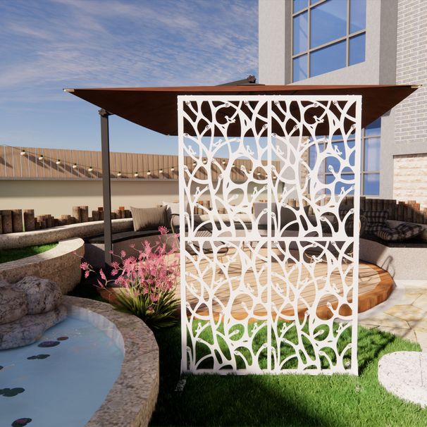 Metal Privacy Screens W3.8Ft X H6Ft Outdoor And Indoor Divider With Free Standing Decorative Privacy Screen For Balcony Patio Garden Room Divider, Black Bird Shape_maomaolike.com