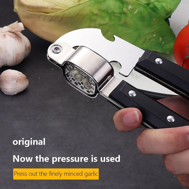 1Pc Black Stainless Steel Household Manual Garlic Press Creative Kitchen Tools_maomaolike.com