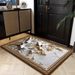 Living Room Rug Large Size Gorgeous Gold Frame Design Bedroom Rug Plush Thickened Machine Washable Thickened Underlay Interior Decorative Rug_maomaolike.com