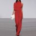 Women's clothing pants solid color one-shoulder pile collar jumpsuit hot selling hot dress pants_maomaolike.com
