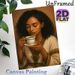 African Woman & Coffee Painting Poster, Warm-toned Realistic Portrait Poster, Cultural Calming Artwork Suitable For Living Room, Café And Cozy Indoor_maomaolike.com