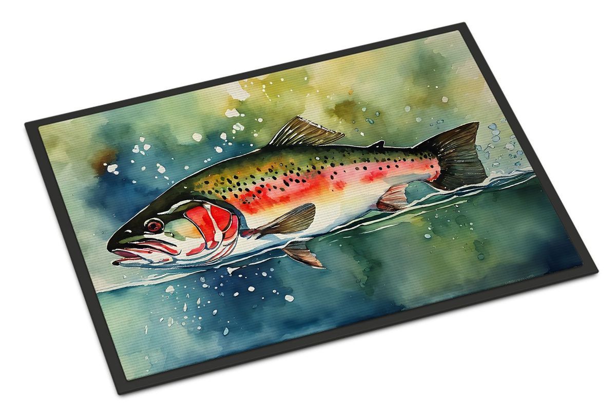 Trout Doormat Front Door Mat Indoor Outdoor Rugs For Entryway, Non Slip Washable Low Pile, 24H X 36W_maomaolike.com