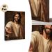 Jesus Themed Painting Poster, Warm-toned Realistic Portrait Poster, Gentle Smiling Jesus Reaching Out Hand, Soothing Spiritual Decor Ideal For Home_maomaolike.com