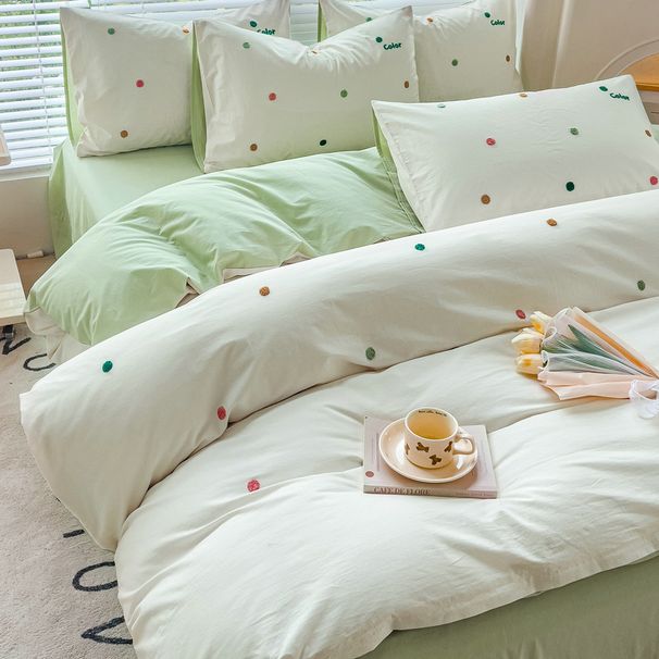 Wholesale INS Fresh Simple Towel Pure Four-Piece Washed Cotton Solid Color Embroidery 4-Piece Set_maomaolike.com
