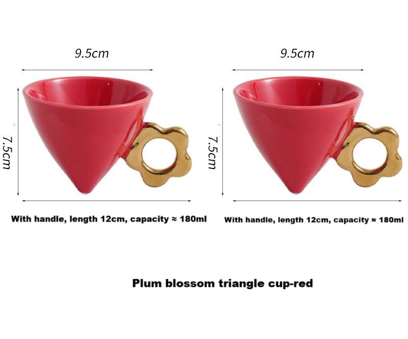 Light Luxury Creative Fulcrum Conical Triangle Coffee Cup High Value Ceramic Electroplating Afternoon Tea Cup Personality Cup_maomaolike.com