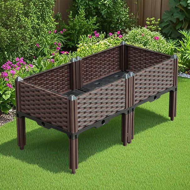 SOGA 2X 80cm Raised Planter Box Vegetable Herb Flower Outdoor Plastic Plants Garden Bed With Legs_maomaolike.com