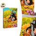 Autumn Forest Mole & Bees Painting Poster, Vibrant Cartoon-style Poster, Cute Woodland Creatures Gathering Acorns In Warm Autumn Foliage, Cheerful_maomaolike.com