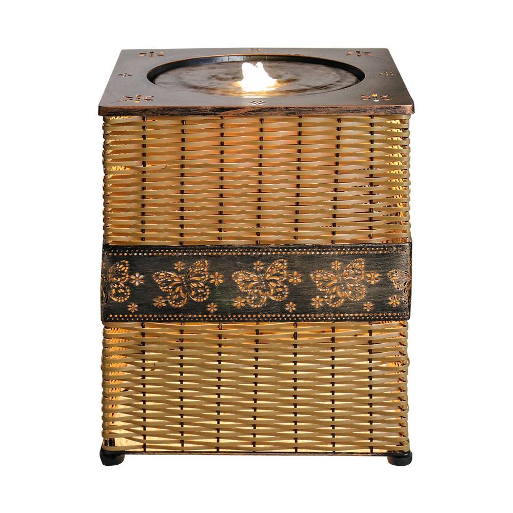Indoor Rattan Water Fountain With LED Light - 17 Inch High Floor Zen Fountain For Home, Living Room, Yoga Room, Office And Porch Decor_maomaolike.com