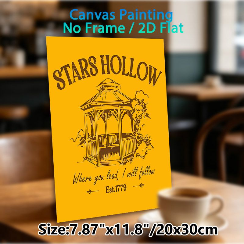 Stars Hollow Gazebo Painting Poster, Vintage Retro Style Gazebo & Quote Poster, Warm Nostalgic Wall Decor Ideal For Living Room, Bedroom_maomaolike.com
