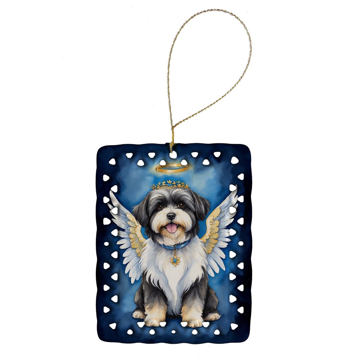 Havanese My Angel Porcelain Ornament Christmas Tree Hanging Decorations For Home Christmas Holiday, Rectangle, Gift, Multicolor_maomaolike.com