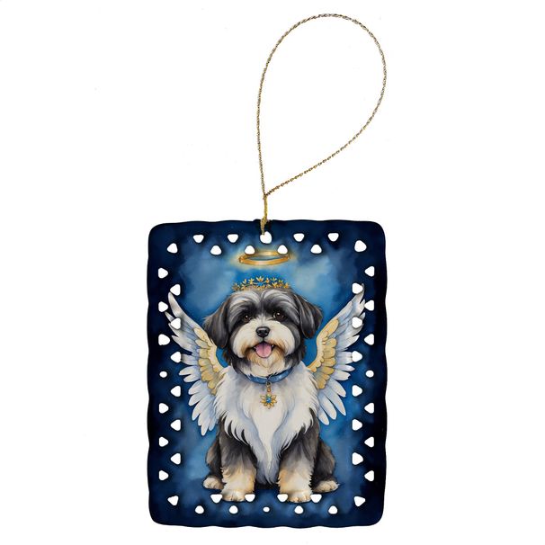 Havanese My Angel Porcelain Ornament Christmas Tree Hanging Decorations For Home Christmas Holiday, Rectangle, Gift, Multicolor_maomaolike.com