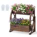 2-tier Raised Garden Bed Rustic Wood Wagon Planter With Drainage Holes And Semi-wheels For Growing Flowers Or Displaying Potted Plants_maomaolike.com