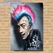 Cyberpunk Punk Character Painting Poster, Bold Edgy Cyberpunk Style Poster, Eye-catching Design With Colorful Mohawk, Tattooed Face And Cybernetic_maomaolike.com