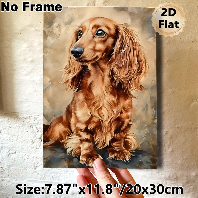 Long-haired Dachshund Painting Poster, Realistic Warm-toned Pet Portrait Poster, Delicate Fur Details, Ideal Wall Decor For Living Room, Bedroom And_maomaolike.com