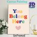 You Belong Here Inspirational Painting Poster, Vibrant Multi-colored Lettering With Heart Graphic Poster, Warm Inclusive Message Ideal For Living_maomaolike.com