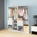 Wooden Closet System With 4 Drawers Storage Cabinet 2 Hanging Rails And Shelves Clothes Built-in Garment Rack Walk-in Closet Organizer For Bedroom White 63"W X 15.7"D X 70.8"H -- 2 Packages_maomaolike.com