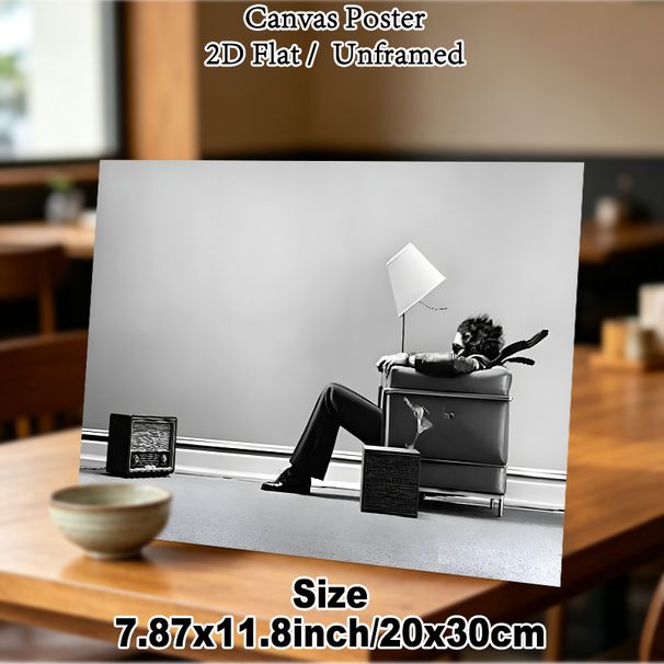 Surreal Retro Home Themed Painting Poster, Monochrome Whimsical Artistic Scene Poster, Unique Creative Design Ideal For Living Room, Office Decor_maomaolike.com