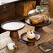 Japanese Wooden Tray Food With Glass Lid Fruit Cake Dessert Nut Snack Kitchen Storage Box_maomaolike.com