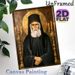 Orthodox Saint Paisios Painting Poster, Vintage Traditional Orthodox Icon Style Poster, Serene Devotional Artwork With Halo And Gilded Candelabras_maomaolike.com