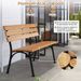 47 Inch Outdoor Acacia Wood Bench With Metal Frame And Slatted Seat_maomaolike.com
