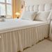 Coral Milk Velvet Quilted Single Piece Thickened Lace Sheet Fleece Flannel Bed Cover With Skirt Edge_maomaolike.com