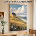 Coastal Cottage Landscape Painting Poster, Warm-toned Idyllic Seaside Scenery With Wildflowers And Yellow Cottage Poster, Serene Natural View Ideal_maomaolike.com