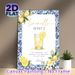 Limoncello Spritz Cocktail Painting Poster, Watercolor Style With Blue Tile Border & Fresh Lemon Elements Poster, Displays Drink Recipe, Ideal For_maomaolike.com