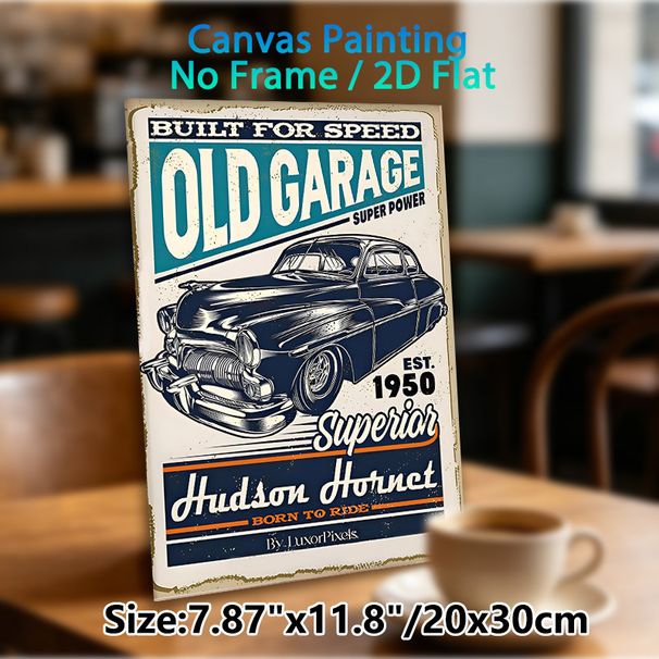 Vintage Hudson Hornet Old Garage Painting Poster, Retro Distressed-style Poster, Classic Black 1950s Car With Nostalgic Text, Brings Timeless_maomaolike.com