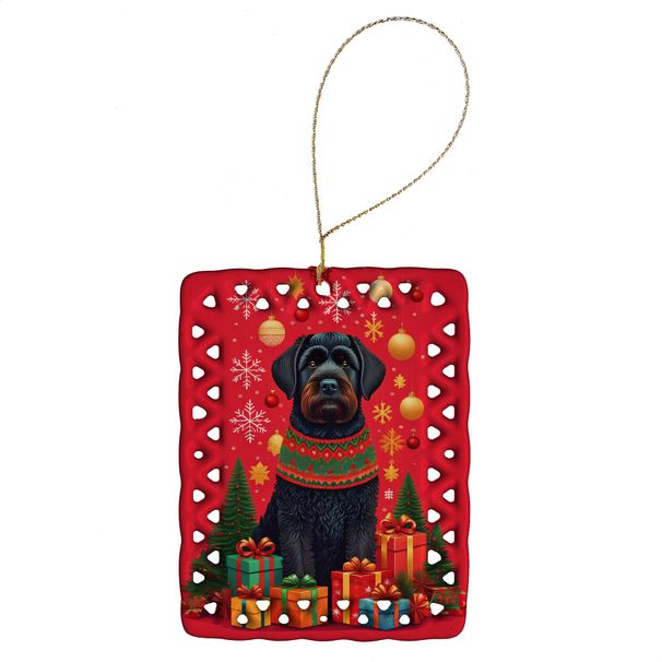 Black Russian Terrier Holiday Christmas Porcelain Ornament Christmas Tree Hanging Decorations For Home Christmas Holiday, Rectangle, Gift, Multicolor_maomaolike.com