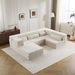 Compression Mahjong Sofa,Convertible Floor Sofa Bed,DIY Boneless Modular Sectional Sofa,No Assembly Required,Circle Fleece Fabric,Oversized 4 Seater With 1 Ottoman,White_maomaolike.com