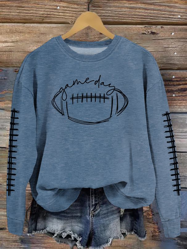 Women's Clothing new autumn game day print fashion sweater spot trend long sleeve_maomaolike.com