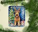 Airedale Terrier Christmas Reindeer Porcelain Ornament Christmas Tree Hanging Decorations For Home Christmas Holiday, Rectangle, Gift, Multicolor_maomaolike.com