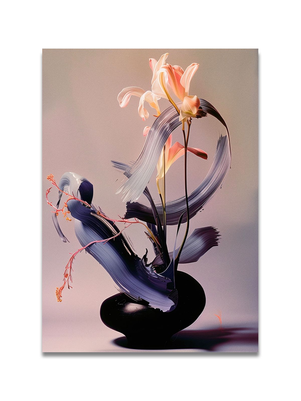 Fluid Oil Brushstrokes, Surreal Floral Arrangements, Oil-printed Artworks, Decorative Paintings, Living Room Sofa Backdrop Art, Art Exhibition Pieces_maomaolike.com
