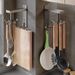 Gun Gray Kitchen Rotating Hook No-Drill Wall-Moed Storage Rack For Spatulas, Spoons, Cutting Boards, Adhesive Wall_maomaolike.com