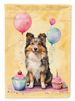 Sheltie Happy Birthday House Flag Large Porch Sleeve Pole Decorative Outside Yard Banner Artwork Wall Hanging, Polyester, House Size, Multicolor_maomaolike.com
